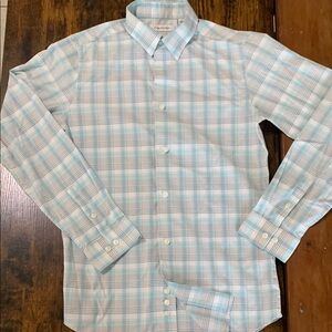 Calvin Klein Youth Slim Blue Plaid Shirt